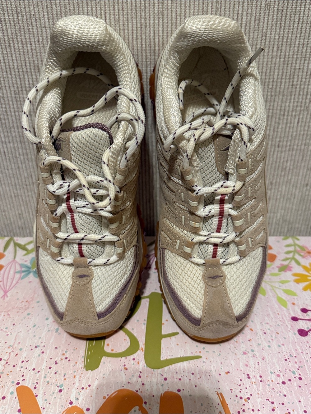 Avia Women's Cream and Light Beige Lace-Up Sneakers